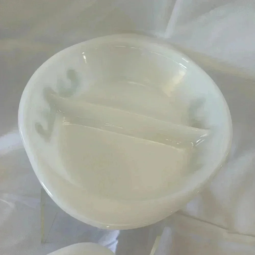 2 - Glasbake 1970s Casserole Dishes Green Daisy Milk Glass MCM Kitchen